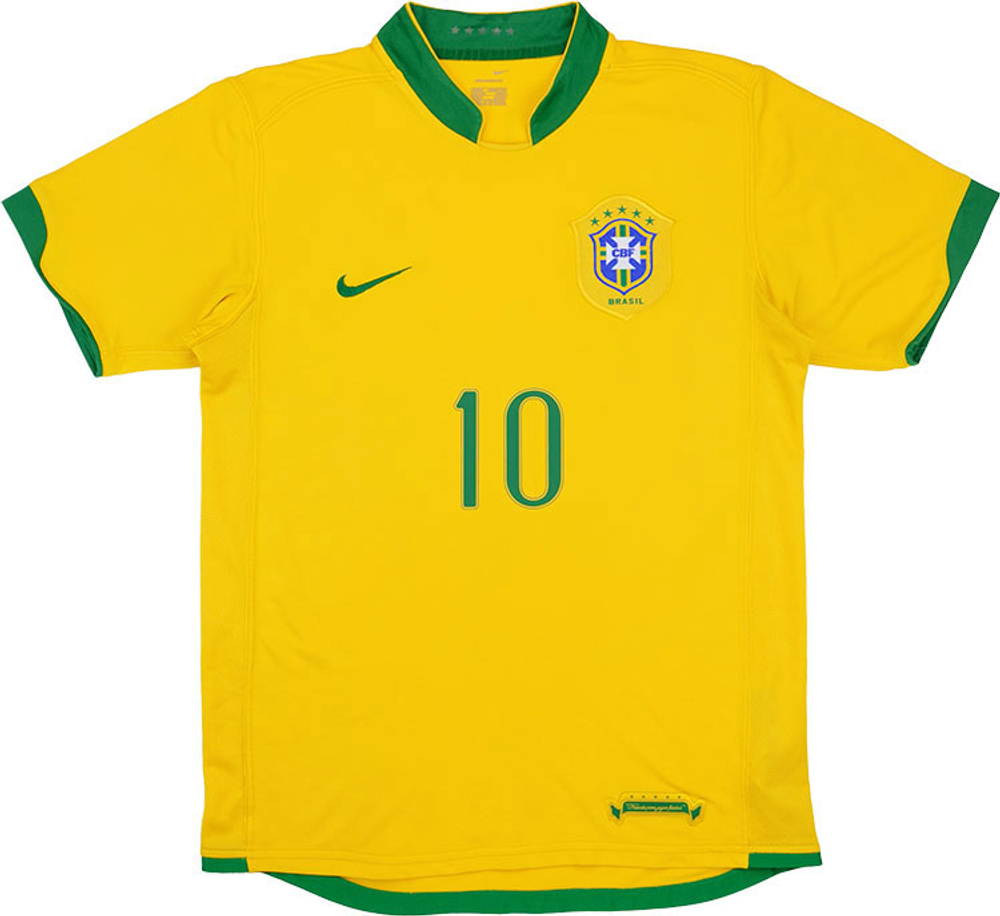 2006-08 Brazil Home Shirt Ronaldinho #10 (Excellent) XL-Brazil Names & Numbers Germany 2006 Legends
