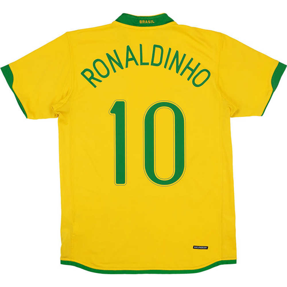 2006-08 Brazil Home Shirt Ronaldinho #10 (Excellent) XL
