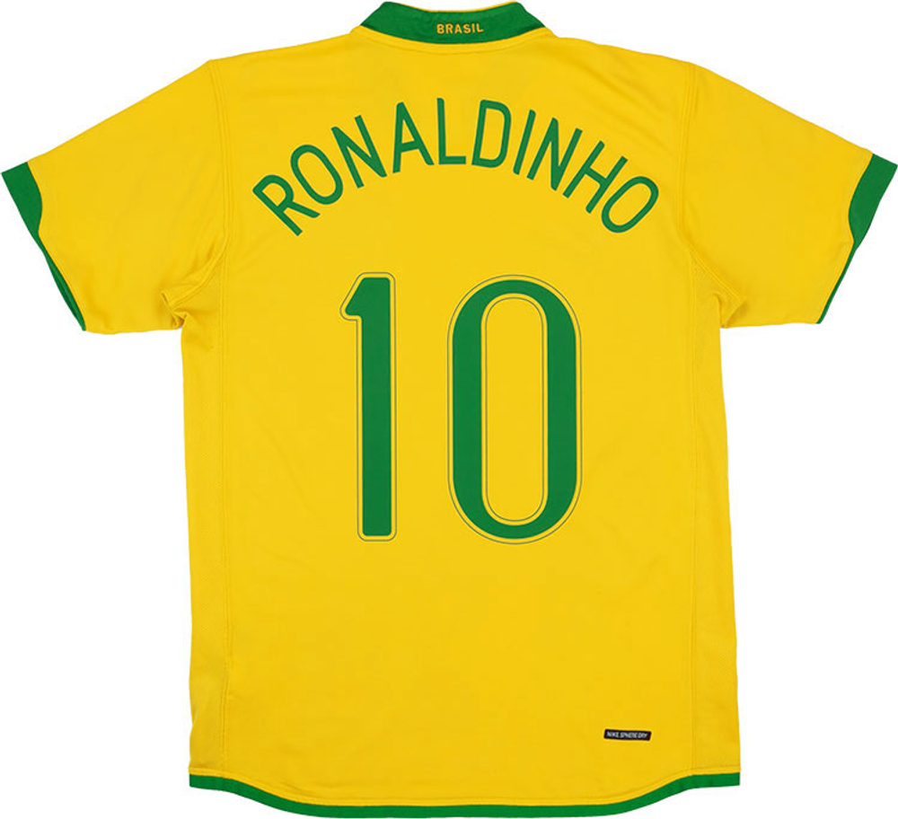 2006-08 Brazil Home Shirt Ronaldinho #10 (Excellent) XXL-Brazil Names & Numbers Germany 2006 New Products Legends