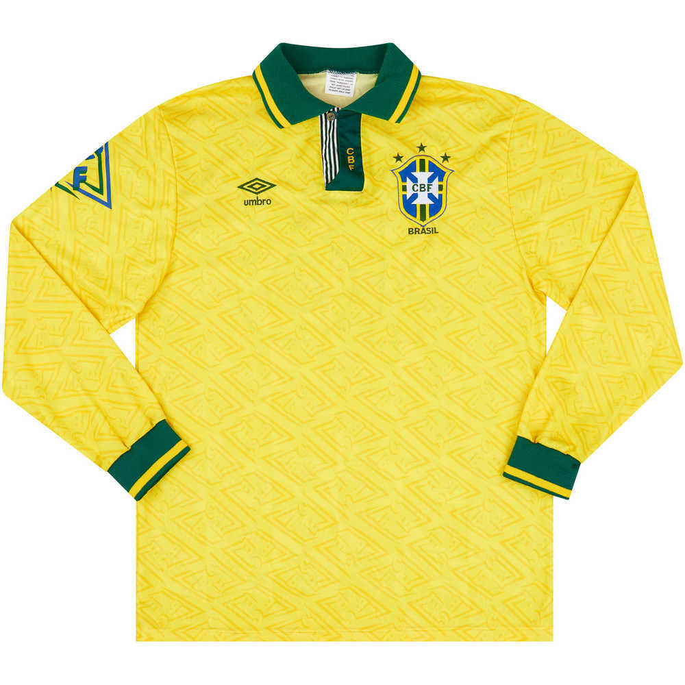 1991-93 Brazil Match Issue Home L/S Shirt #18