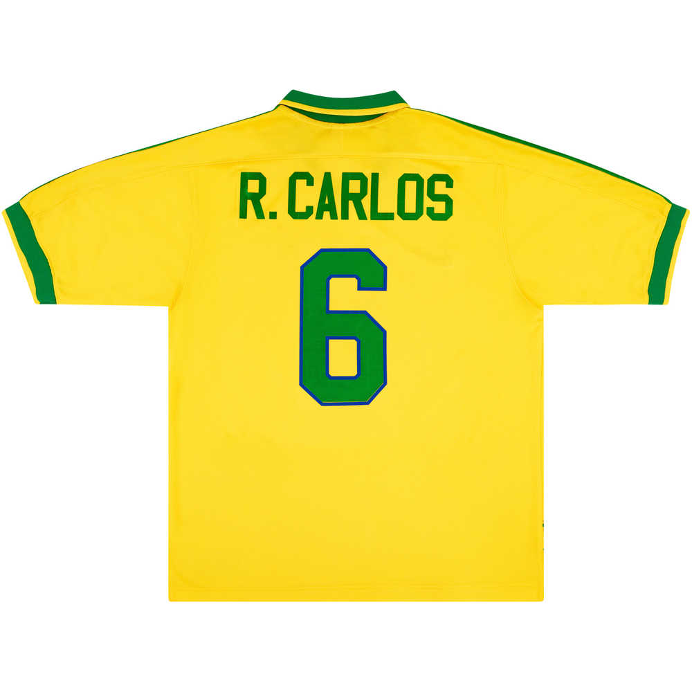 1997-98 Brazil Home Shirt R.Carlos #6 (Excellent) XL