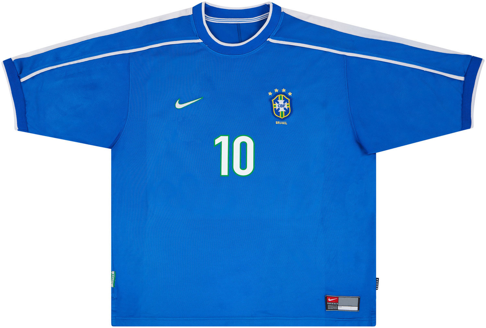 1998-00 Brazil Away Shirt Rivaldo #10 (Very Good) L-Romario Ronaldo Brazil Names & Numbers France 1998 Legends
