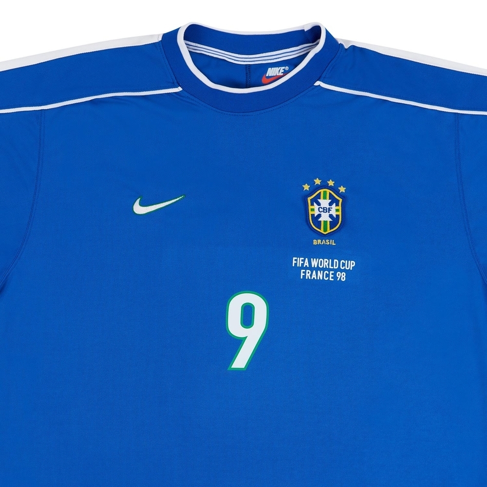 1998-00 Brazil 'France '98' Away Shirt Ronaldo #9 (Excellent) XL-Romario Ronaldo Brazil Names & Numbers France 1998 New Products Legends