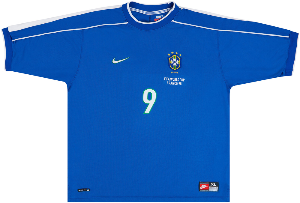 1998-00 Brazil 'France '98' Away Shirt Ronaldo #9 (Excellent) XL-Romario Ronaldo Brazil Names & Numbers France 1998 New Products Legends