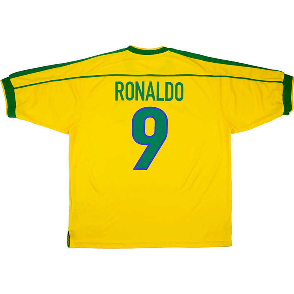 1998-00 Brazil Home Shirt Ronaldo #9 (Excellent) L