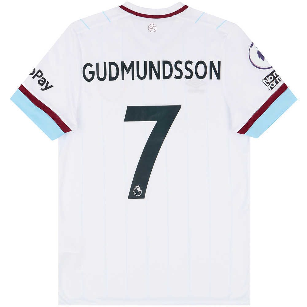 2021-22 Burnley Match Worn Away Shirt Gudmundsson #7