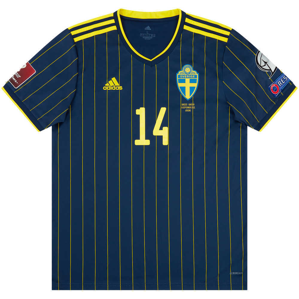 2021 Sweden Match Issue Away Shirt Helander #14 (v Greece)