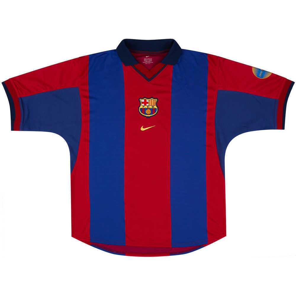 2000-01 Barcelona Match Issue UEFA Cup Home Shirt F. De Boer #3