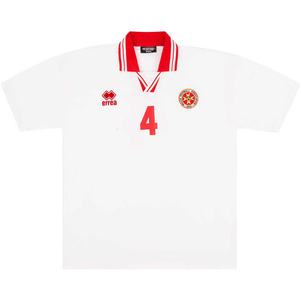 2001 Malta Match Worn Away Shirt #4 (Theuma) v Denmark