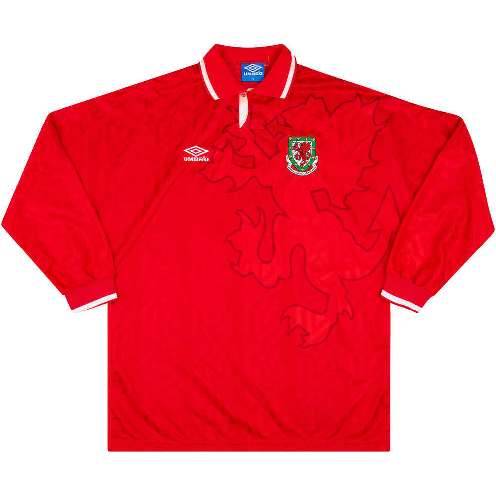 1992-94 Wales Match Issue Home L/S Shirt #16 (Blackmore)