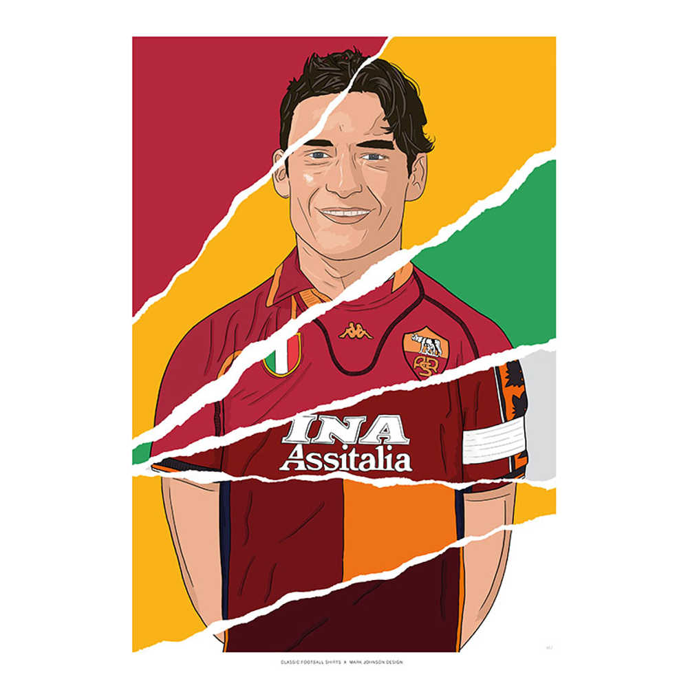 1992-2017 Francesco Totti Career In Shirts A3 Print/Poster