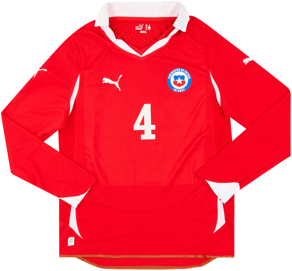 2011 Chile Match Issue Signed Home L/S Shirt Isla #4-Chile Match Worn Shirts Certified Match Worn Long-Sleeves