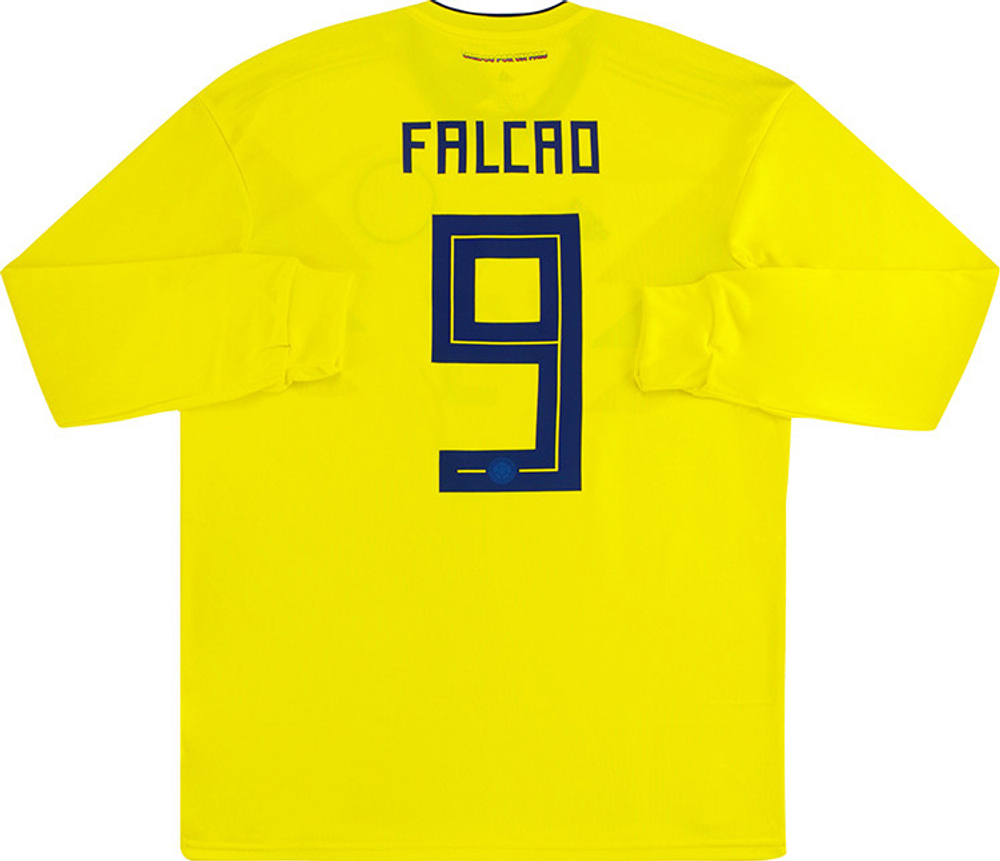 2018-19 Colombia Home L/S Shirt Falcao #9 (Excellent) M-Colombia Names & Numbers Current Stars