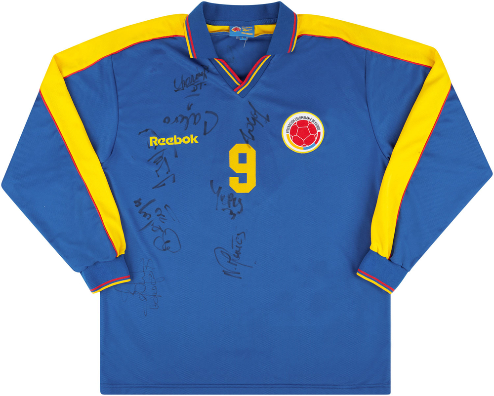 1998-01 Colombia Match Issue Signed Away L/S Shirt #9-International Teams Colombia France 1998