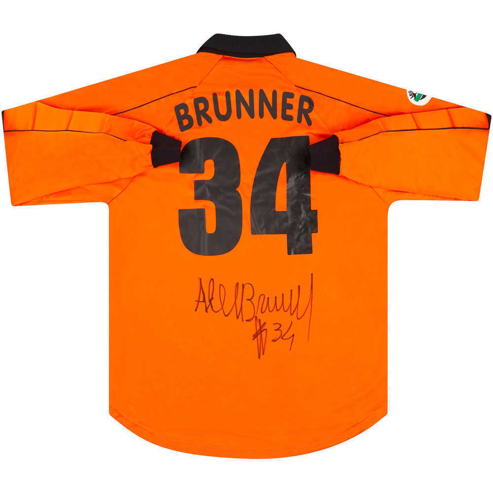 2001-02 Como Match Issue Signed GK Shirt Brunner #34