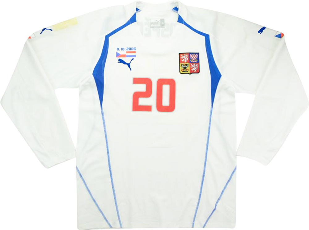 2005 Czech Republic Match Issue Away L/S Shirt Pospěch #20 (v Holland)-Match Worn Shirts Czech Republic Certified Match Worn