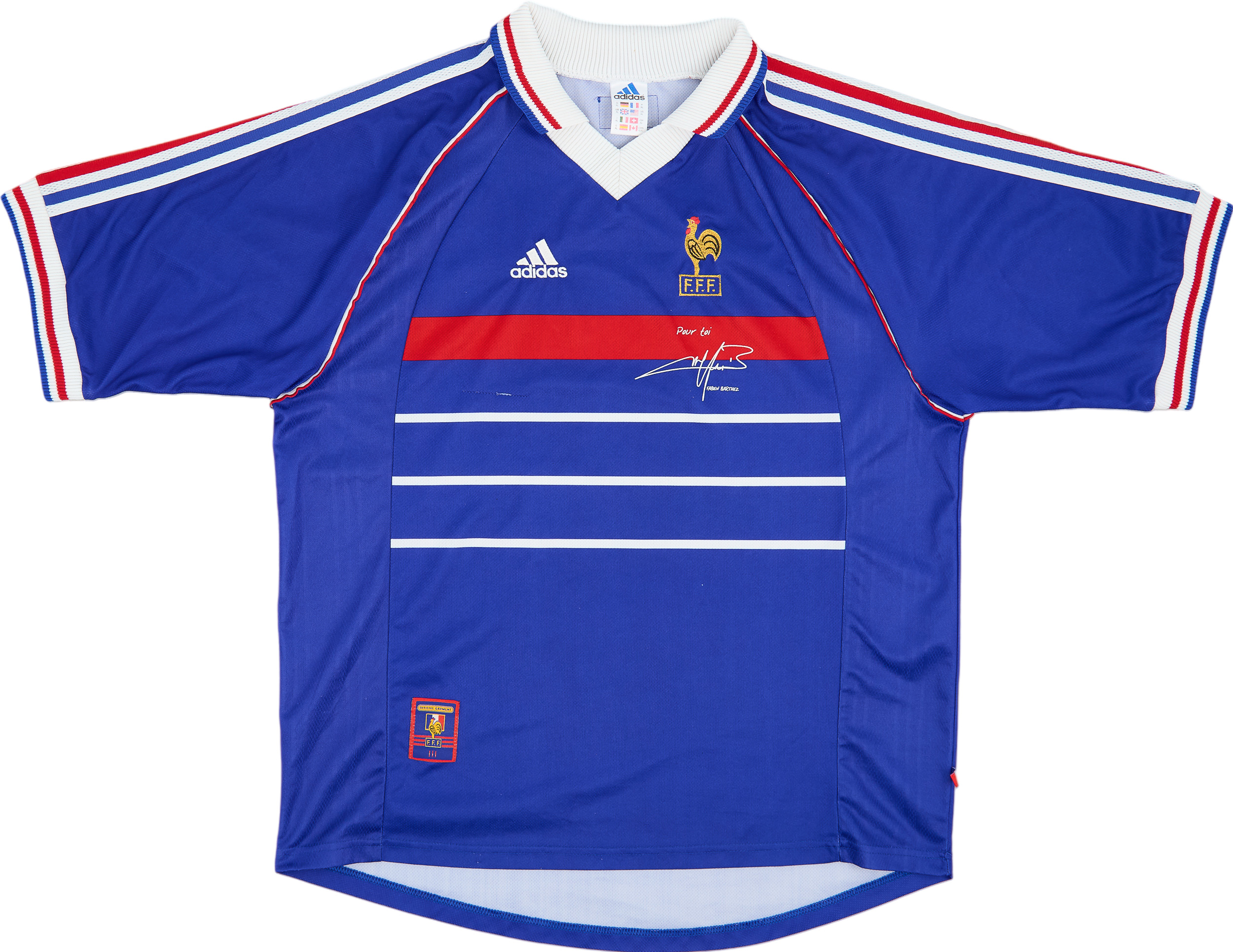 1998-00 France 'Pour Toi Fabian Barthez' Home Shirt - 8/10 - ()