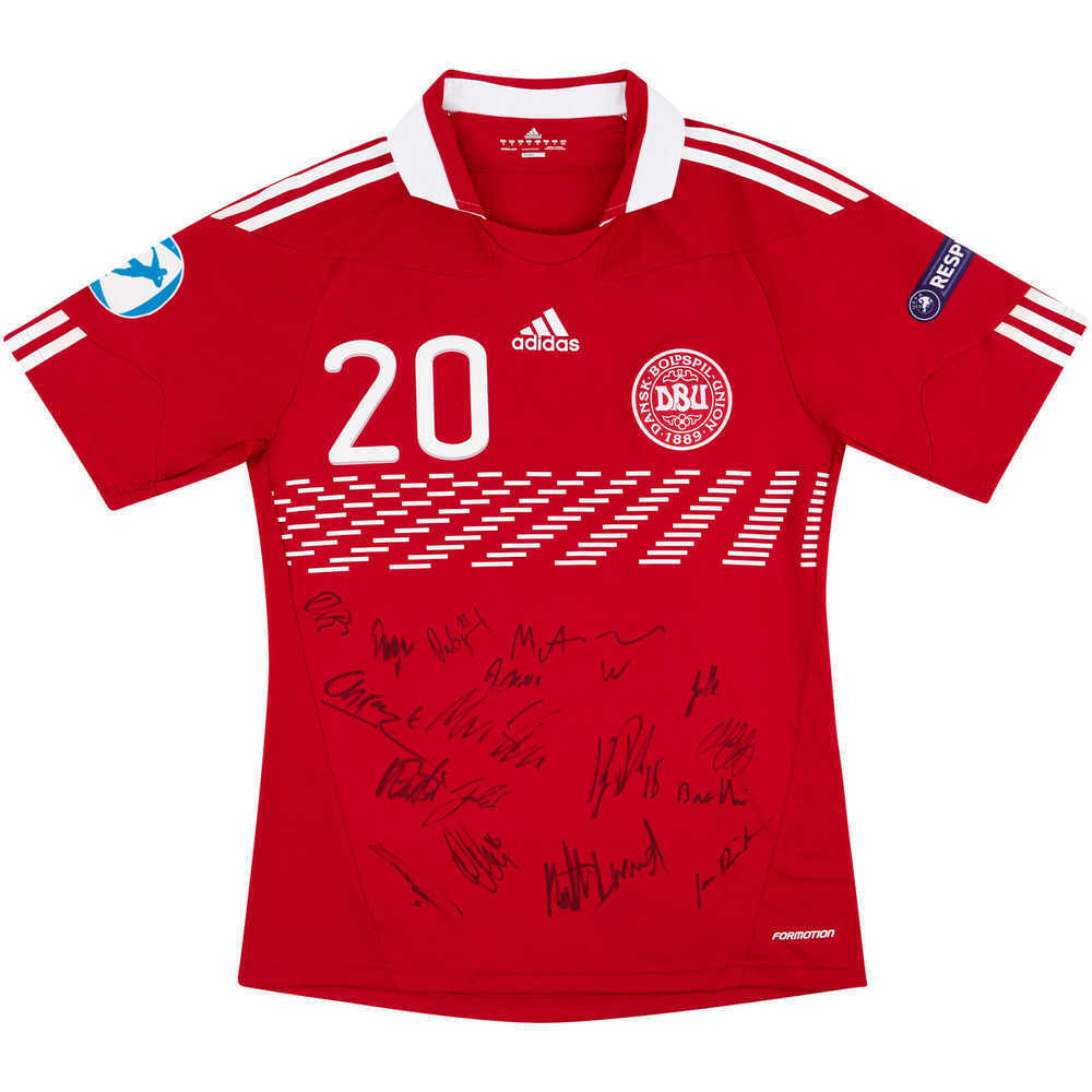 2011 Denmark U-21 European Championships Match Issue Signed Home Shirt Lund Nielsen #20