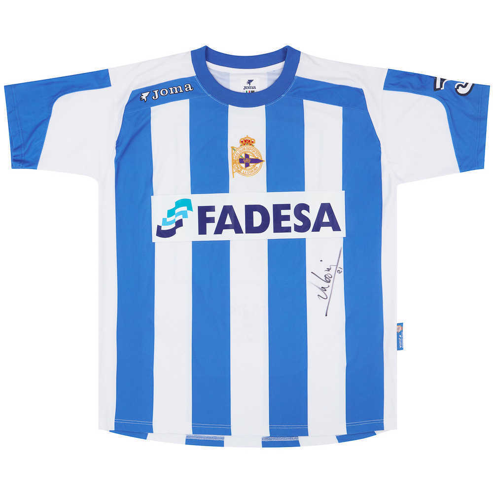 2005-06 Deportivo Match Worn Intertoto Cup Signed Home Shirt #21 (Valerón) v Newcastle