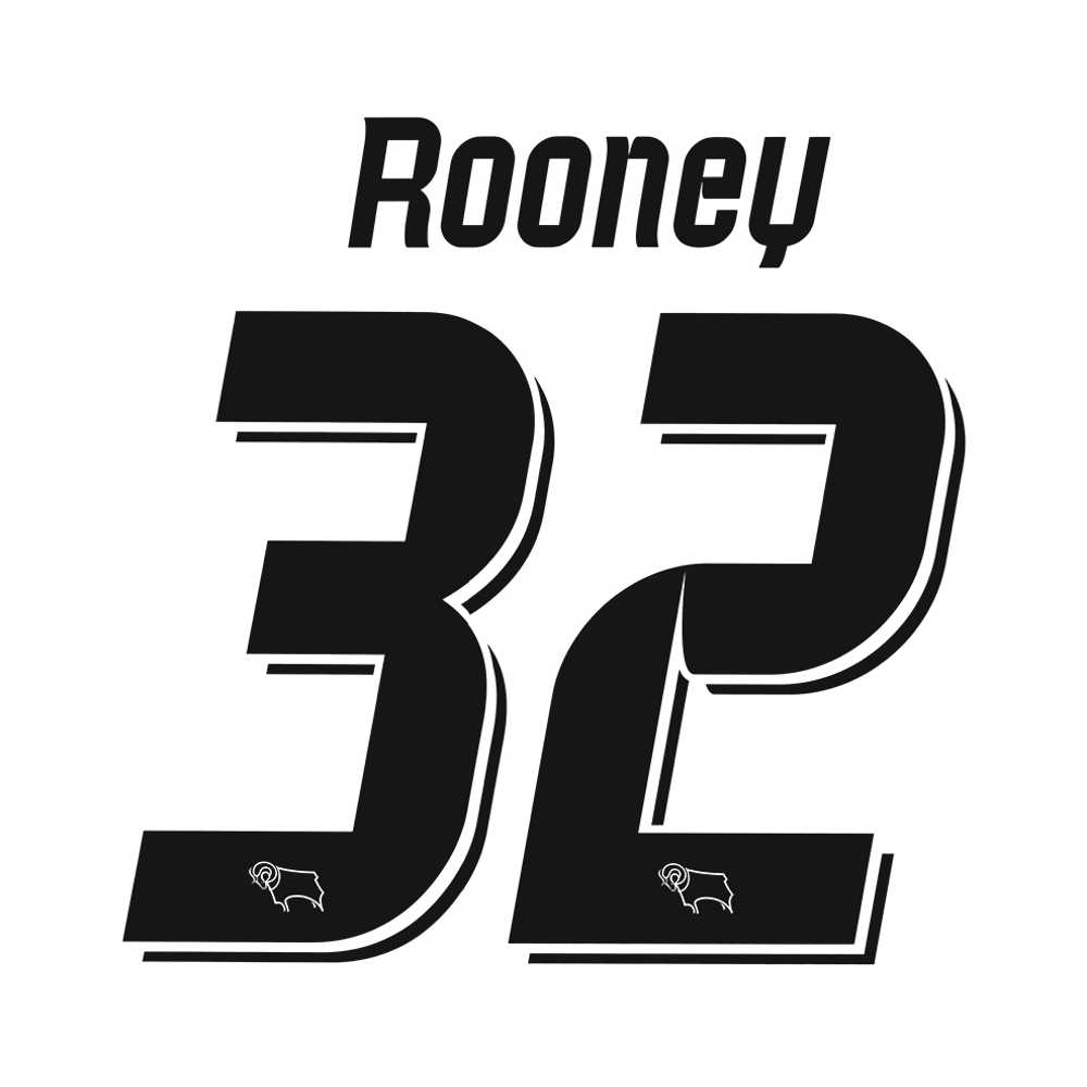 2019-20 Derby County Home Rooney #32 Name Set