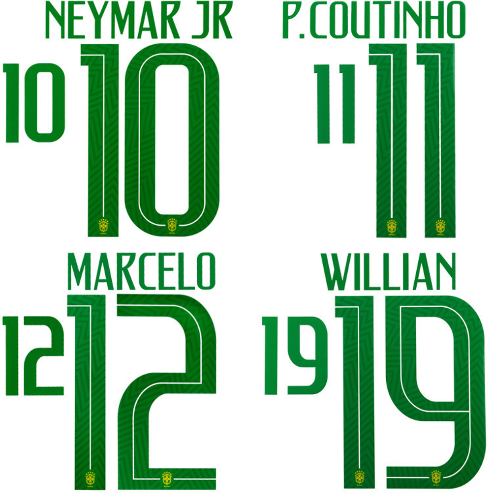 2018 Brazil Home Name Set-International Teams South American Brazil Names & Numbers Printing & Patches 