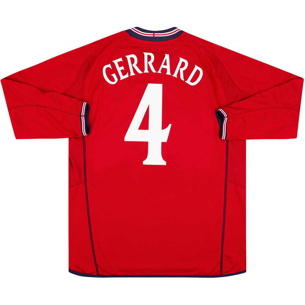 2002-04 England Away L/S Shirt Gerrard #4 (Excellent) XL