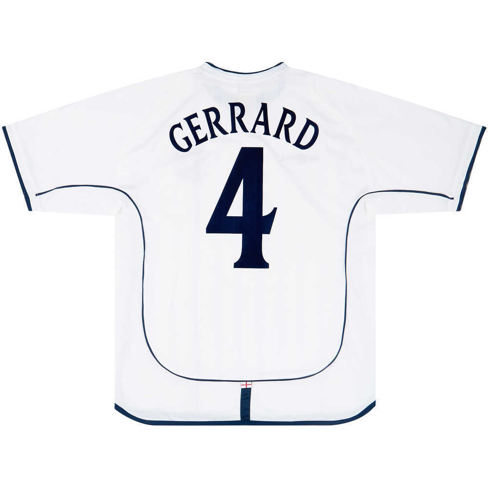 2001-03 England Home Shirt Gerrard #4 (Very Good - 6/10)