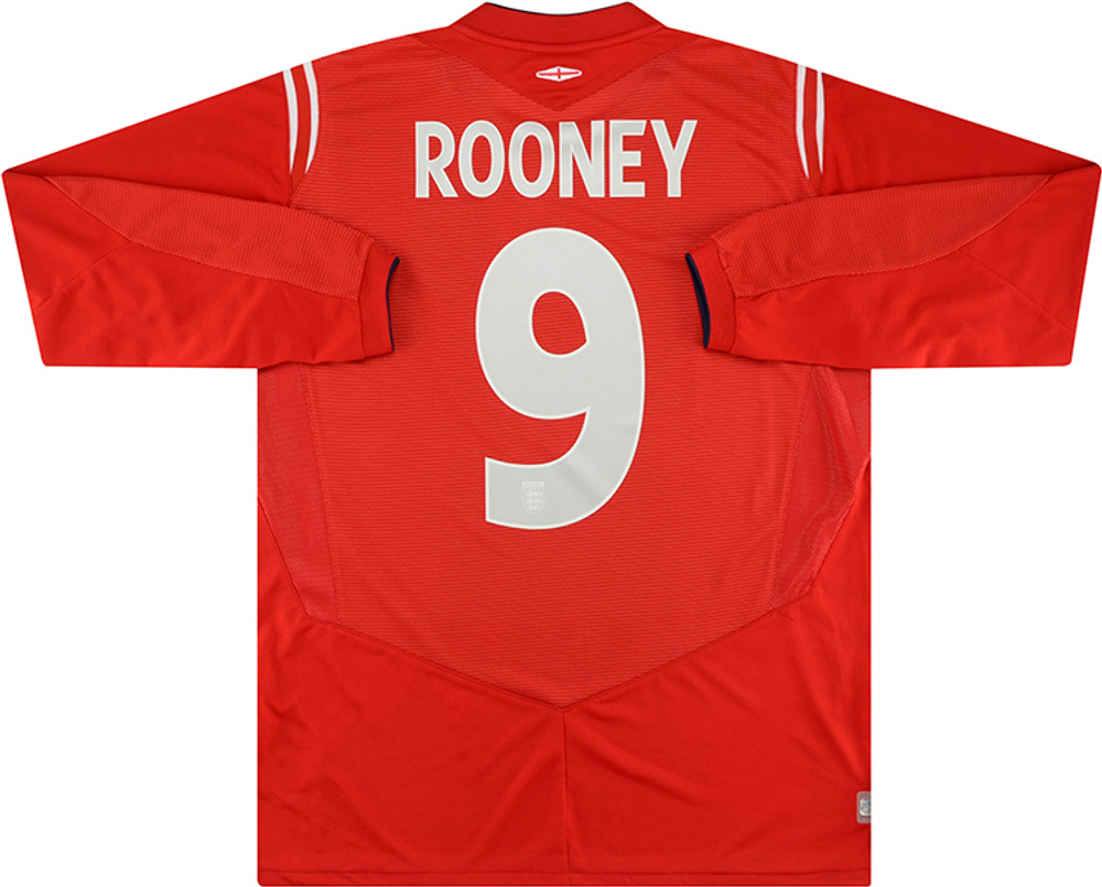 2004-06 England Away L/S Shirt Rooney #9 (Excellent) XL-2001-Present Names & Numbers David Beckham Legends Euro 2020 English Legends Premier League Legends Euro 2020 - Classic Euros