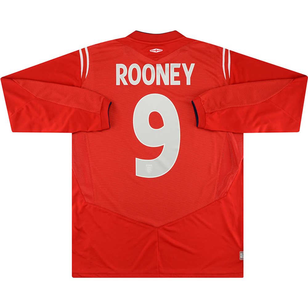 2004-06 England Away L/S Shirt Rooney #9 (Excellent) XL