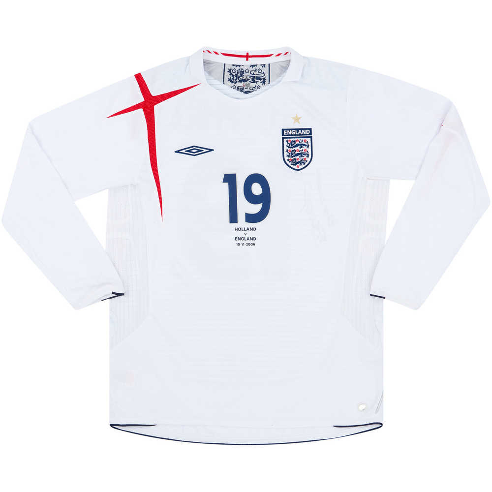 2006 England Match Issue Signed Home L/S Shirt Wright-Phillps #19 (v Holland)