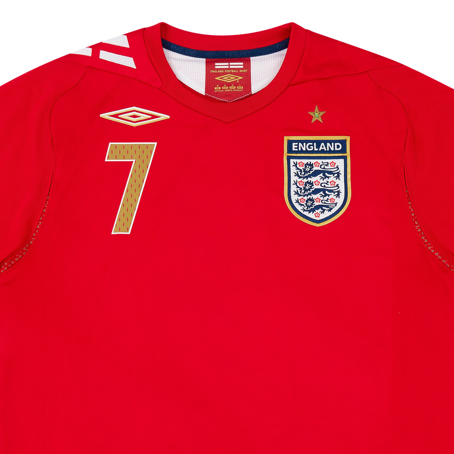 ヴィンテージ復刻 2006 Away L/S Beckham England RED XL - ウェア