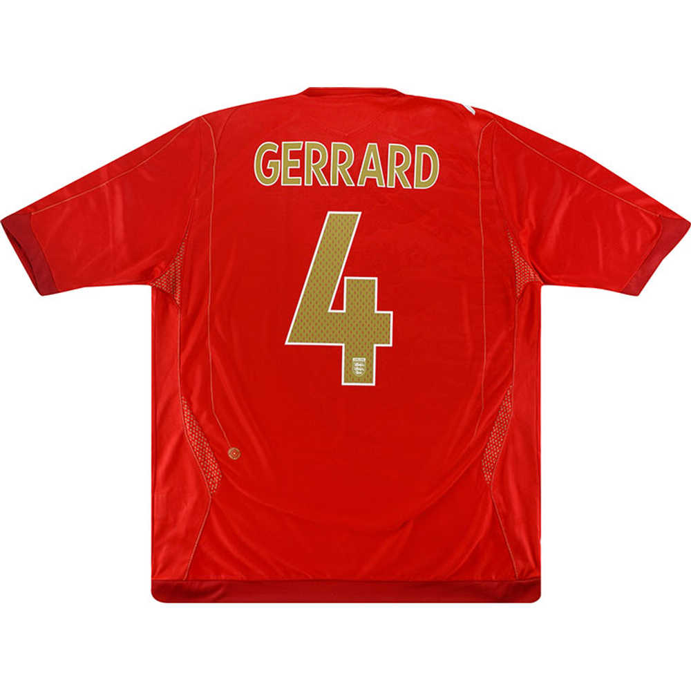 2006-08 England Away Shirt Gerrard #4 (Very Good) XL