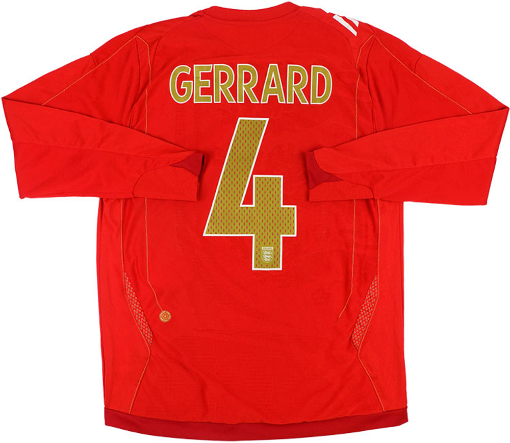 2006-08 England Away L/S Shirt Gerrard #4 (Very Good) S-Specials 2001-Present Names & Numbers Germany 2006 David Beckham Legends Euro 2020 English Legends Premier League Legends