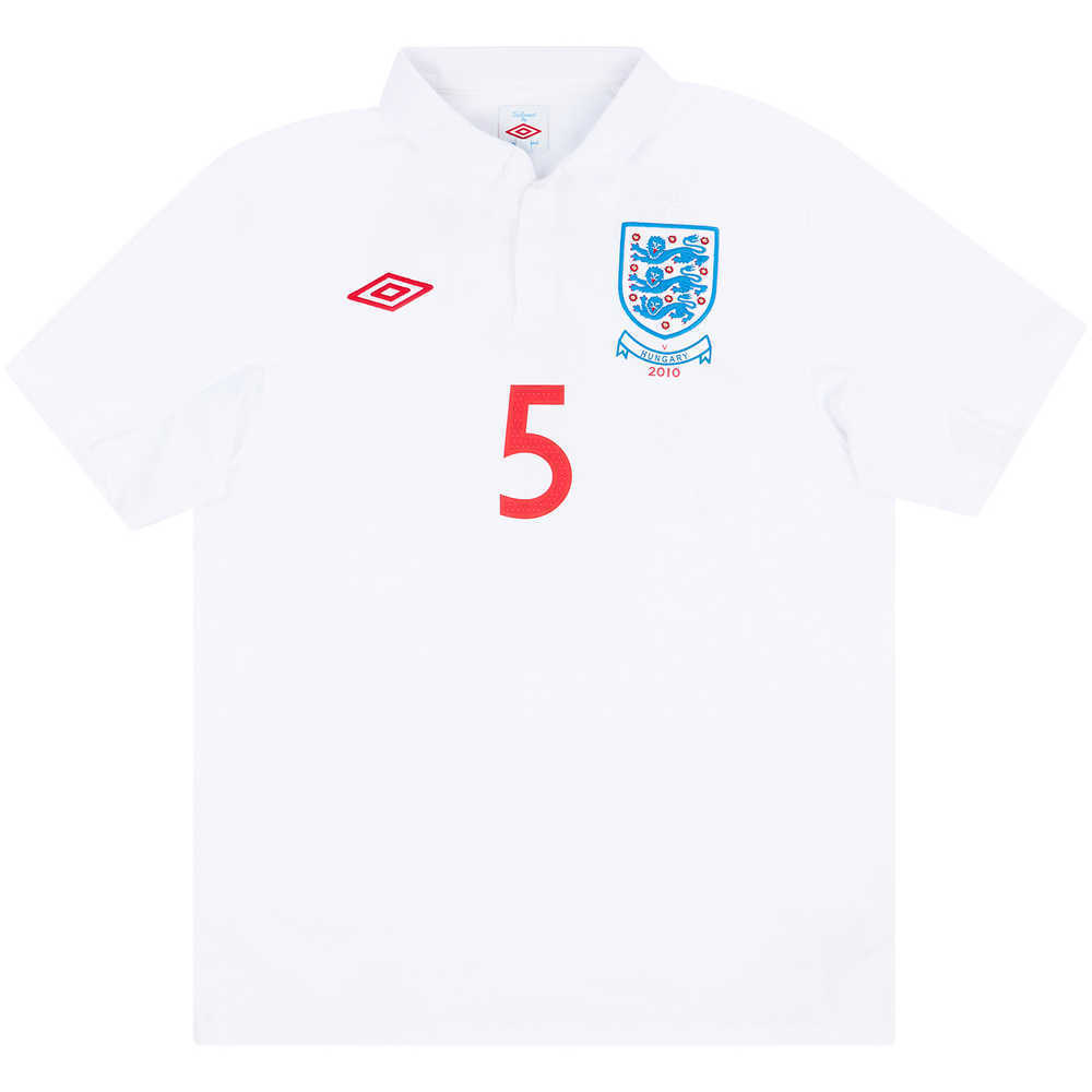 2010 England Match Worn Signed Home Shirt Jagielka #5 (v Hungary)