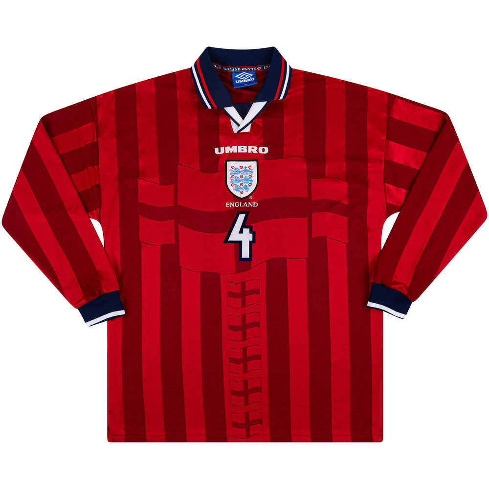 1998-99 England U-21 Match Issue Away L/S Shirt #4 (Brown)