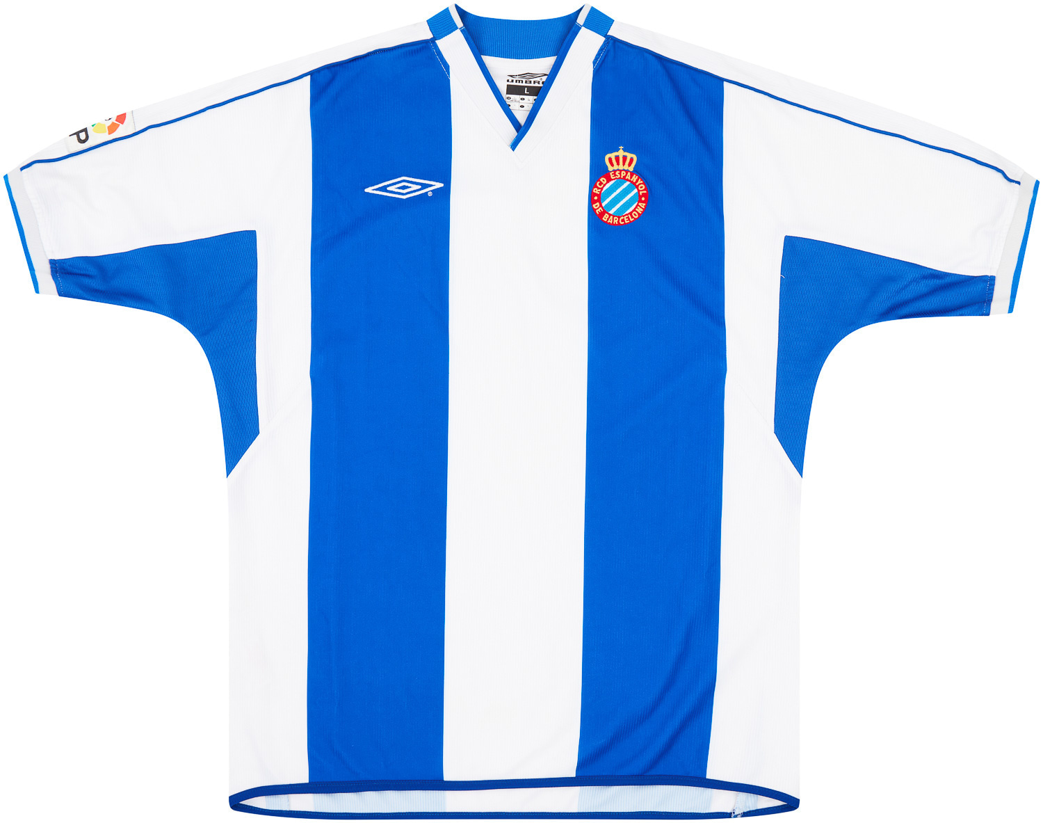 Espanyol Home football shirt 2001 - 2002. Sponsored by Futvol.com