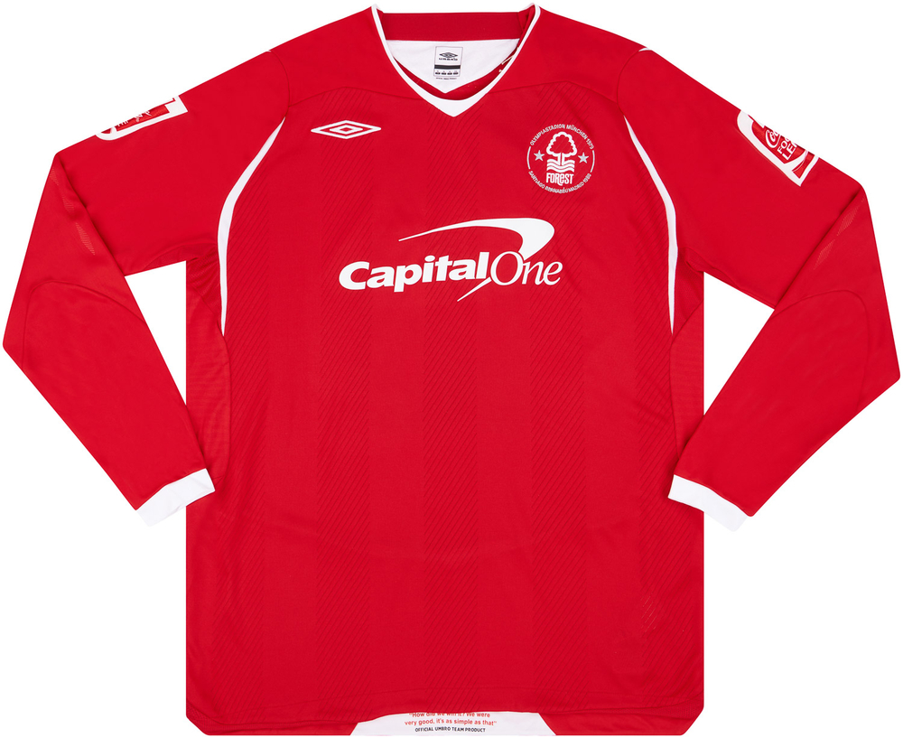 2008-09 Nottingham Forest Match Issue Home L/S Shirt Cole #18-Match Worn Shirts Nottingham Forest Certified Match Worn Long-Sleeves