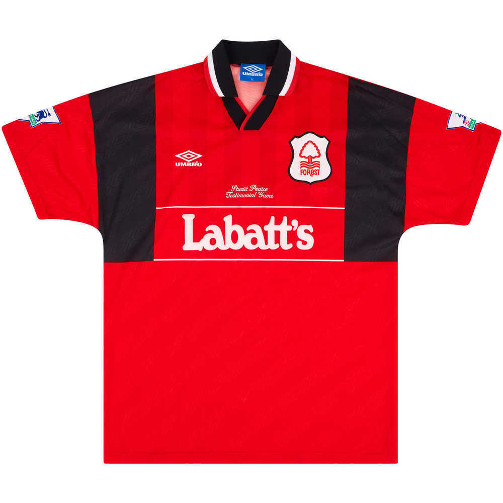 1996 Nottingham Forest Match Issue Stuart Pearce Testimonial Home Shirt #16 (Fettis) v Newcastle