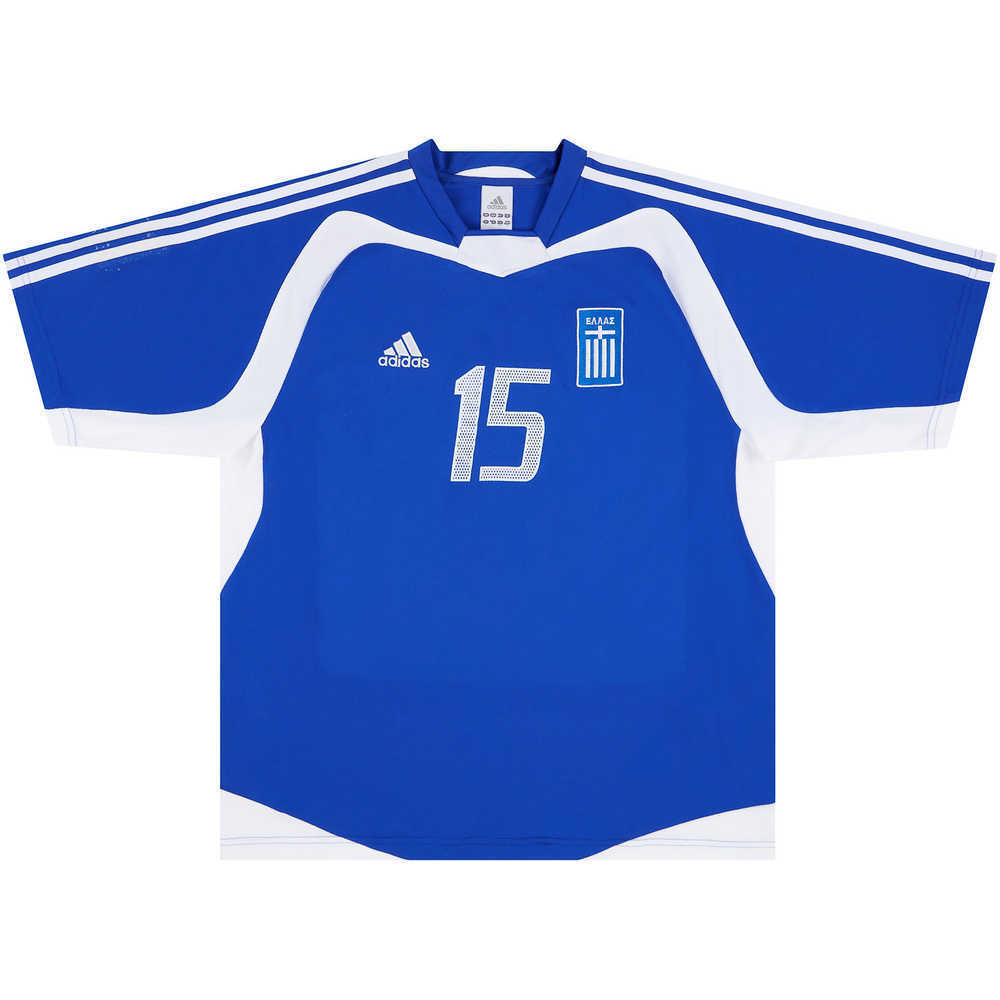2005 Greece Match Worn Home Shirt Vryzas #15 (v Denmark)