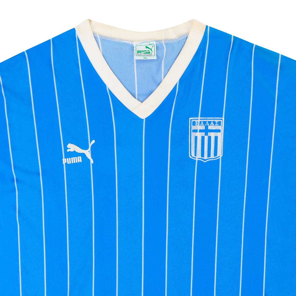 1987 Greece Match Worn Home L/S Shirt #4 (Kalitzakis) v Holland-Other European Greece Certified Match Worn