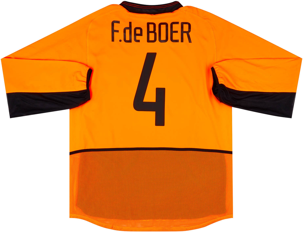 2002 Holland Match Issue Home L/S Shirt F.de Boer #4 (v Spain)