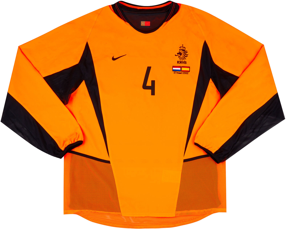 2002 Holland Match Issue Home L/S Shirt F.de Boer #4 (v Spain)