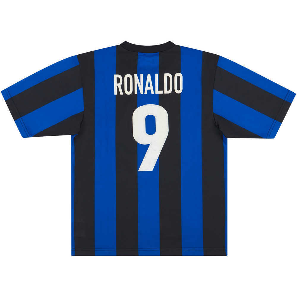 1999-00 Inter Milan Basic Home Shirt Ronaldo #9 (Very Good) L.Boys