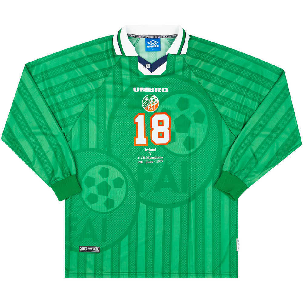 1999 Ireland Match Issue Home L/S Shirt #18 (Maybury) v Macedonia