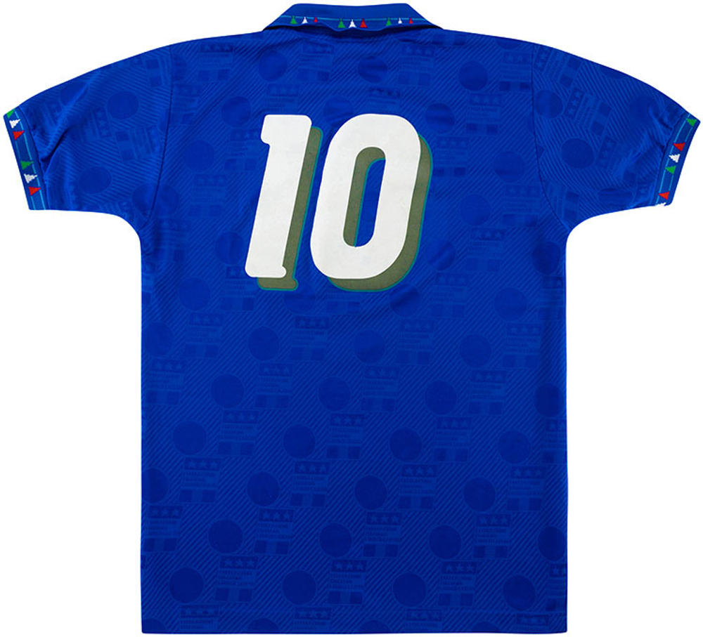 1994 Italy Home Shirt #10 (Baggio) (Very Good) S-Roberto Baggio Italy Names & Numbers USA 1994 Legends