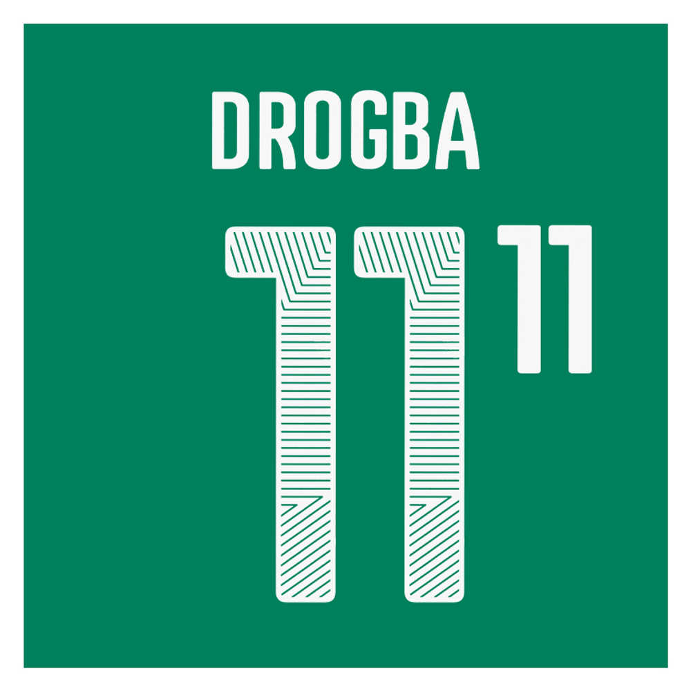 2014-16 Ivory Coast Drogba #11 Away Name Set