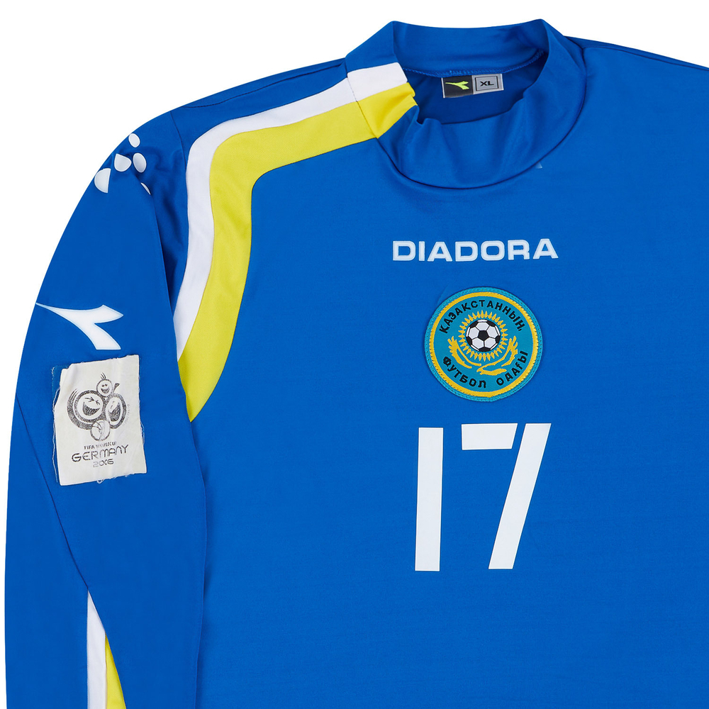 2005 Kazakhstan Match Worn Home L/S Shirt #17 (Travin) v Denmark-Match Worn Shirts Other European Certified Match Worn
