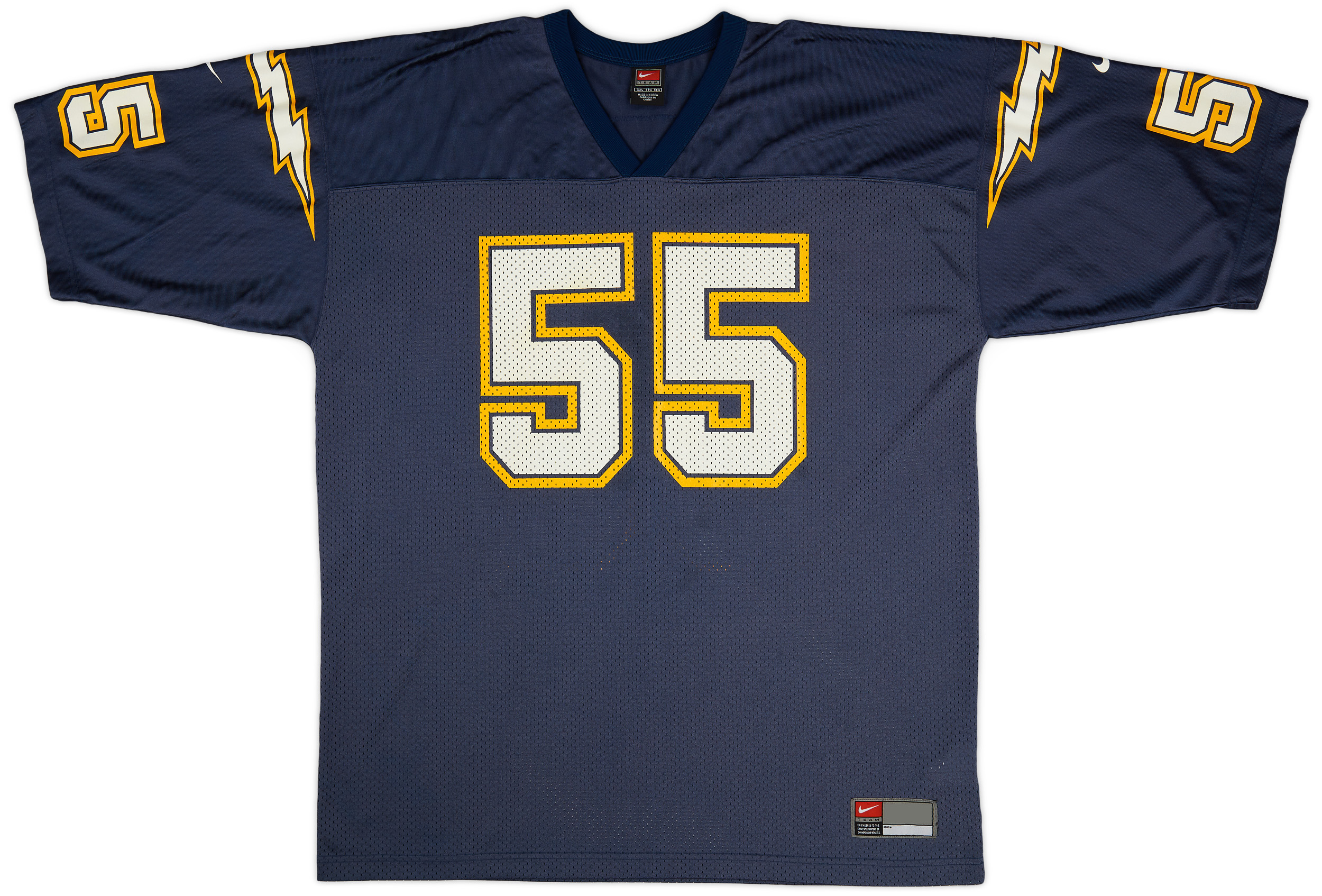 1999-00 San Diego Chargers Seau #55 Nike Home Jersey (Very Good) XXL