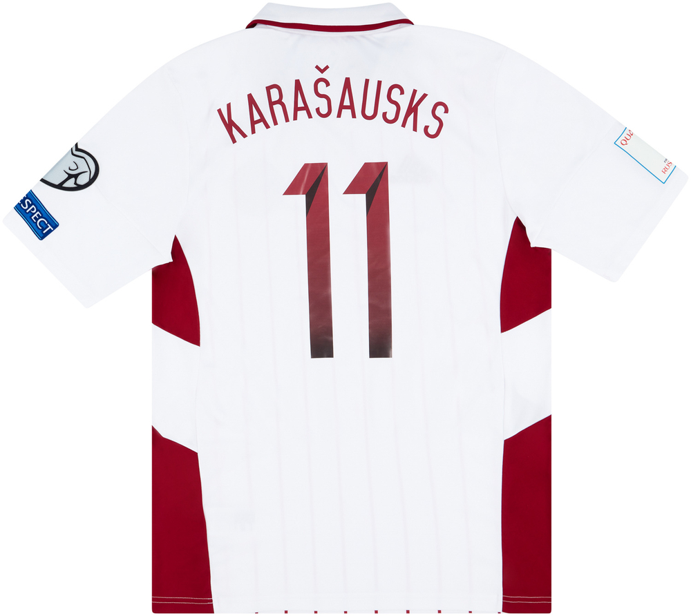 2016-17 Latvia Match Issue World Cup Qualification Away Shirt Karašausks #11  -Other European Match Issue