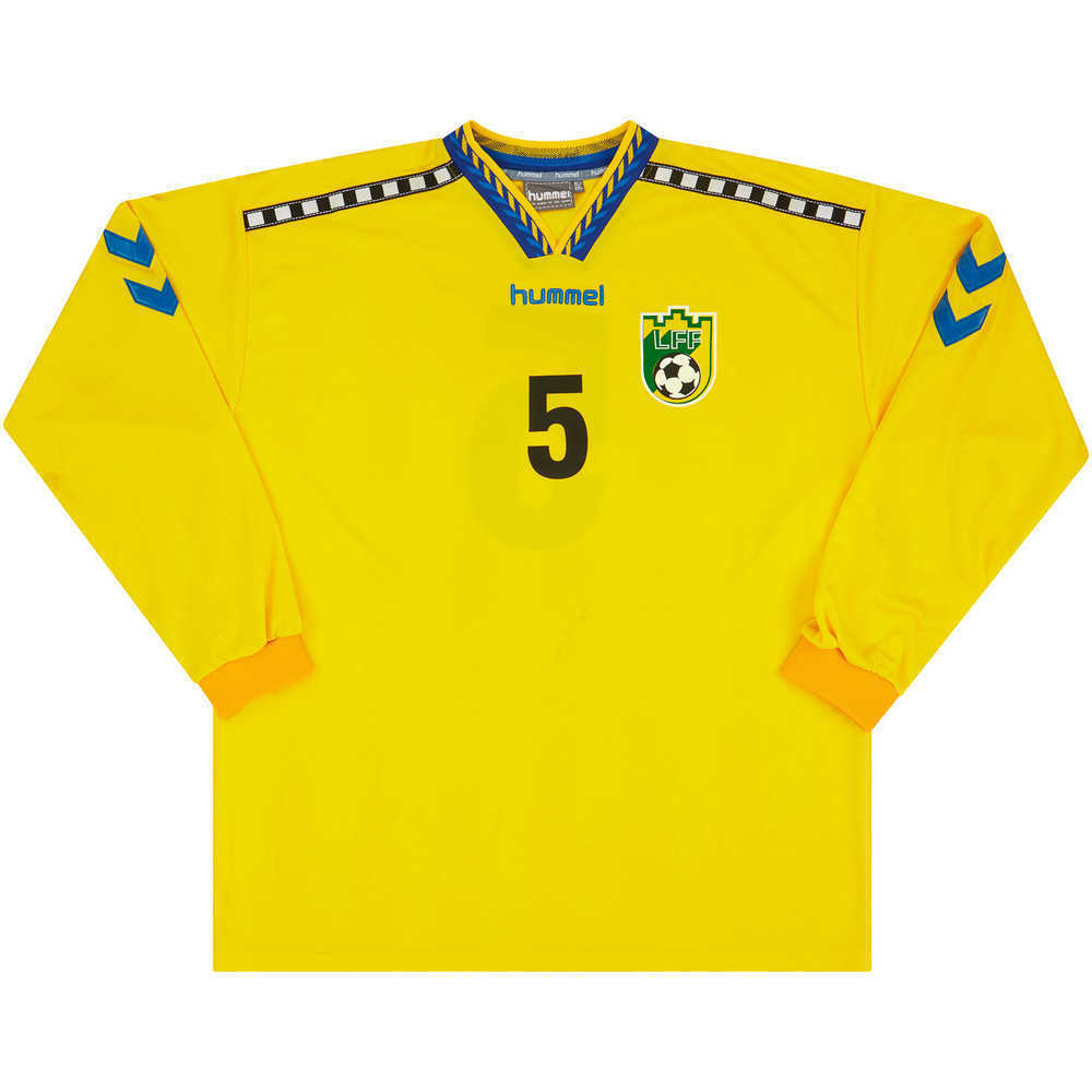 1999 Lithuania Match Worn Home L/S Shirt #5 (Žutautas) v Scotland